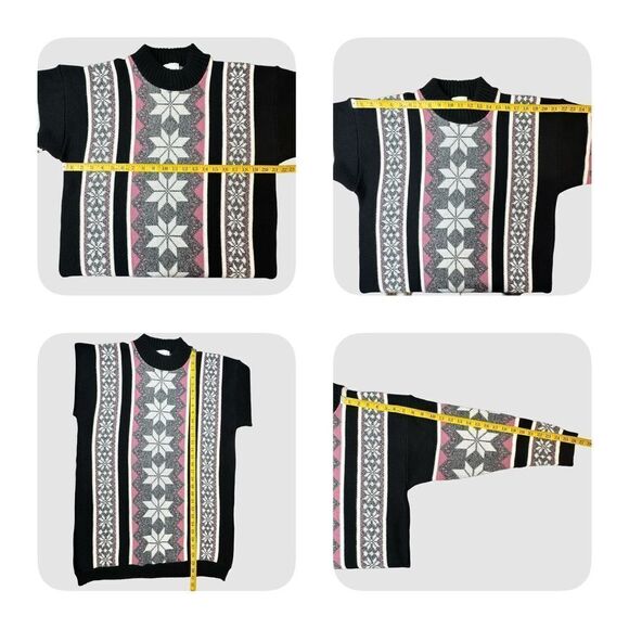 NAN DORSEY Vintage Snowflake Star Design Long Sweater Size Large - Picture 5 of 13